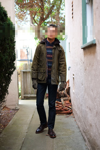 С чем носить оливковые перчатки мужчине