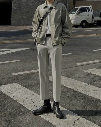 С чем носить оливковую куртку харрингтон