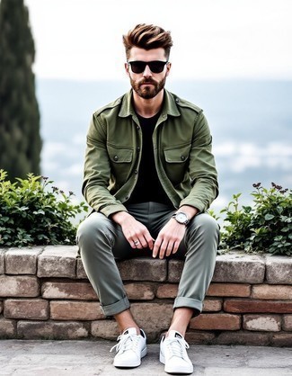 С чем носить оливковую куртку мужчине