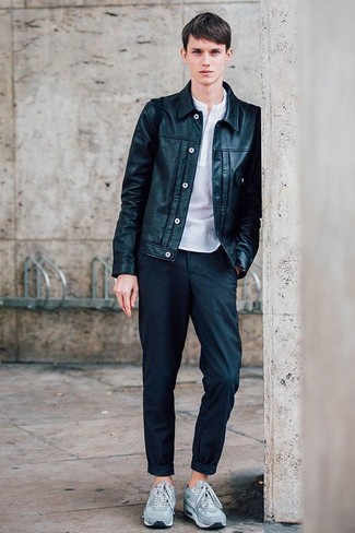 С чем носить оливковую кожаную куртку мужчине