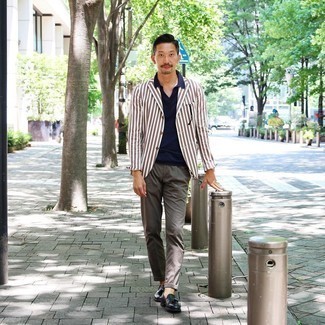 С чем носить оливковые кожаные лоферы мужчине