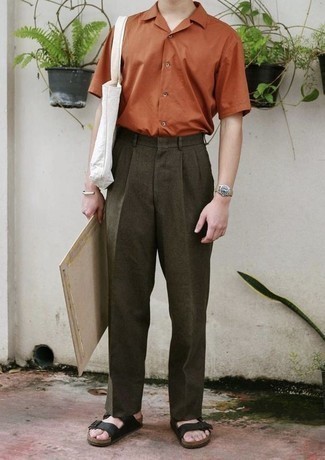 С чем носить оливковые кожаные часы мужчине