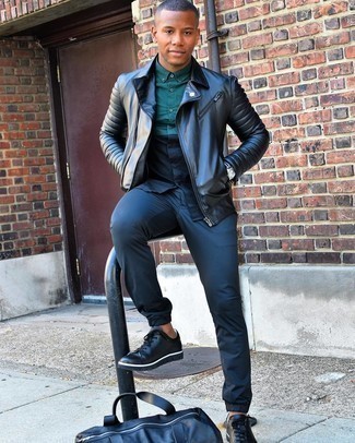 Какие косухи носить с оливковой рубашкой с длинным рукавом мужчине