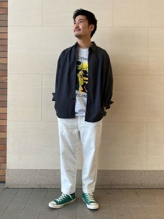 С чем носить оливковые низкие кеды мужчине