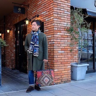 С чем носить оливковое длинное пальто