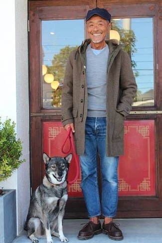 С чем носить оливковое длинное пальто