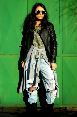 Какие кардиганы носить с оливковым свободным свитером