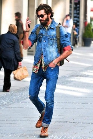 С чем носить оливковую рубашку с длинным рукавом с "огурцами" мужчине