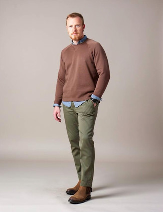 С чем носить оливковые брюки мужчине