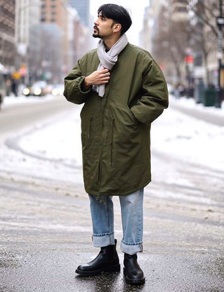 Какие ботинки челси носить с оливковой паркой мужчине
