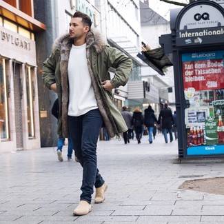 С чем носить оливковую парку мужчине