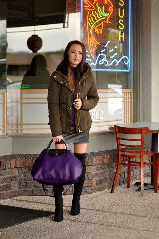 Какие ботфорты носить с оливковой паркой