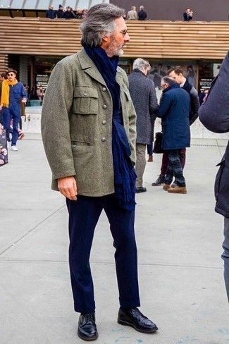 С чем носить оливковое полупальто