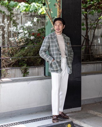 С чем носить оливковый пиджак в шотландскую клетку мужчине