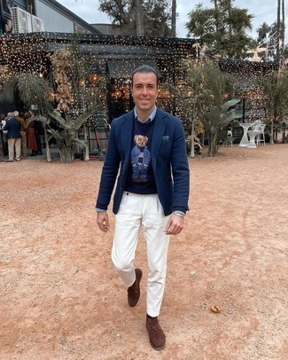 С чем носить оливковый нагрудный платок с принтом