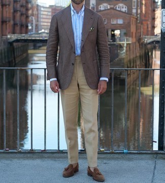 С чем носить оливковый нагрудный платок с принтом