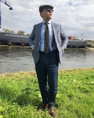 С чем носить оливковый галстук с принтом мужчине