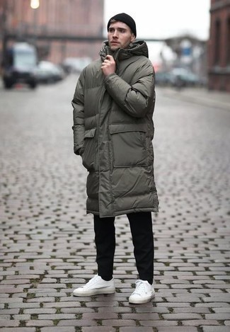 С чем носить оливковый пуховик мужчине