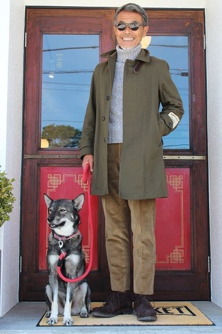 Какие ботинки дезерты носить с оливковым дождевиком