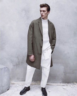 Какие водолазки носить с оливковым дождевиком мужчине