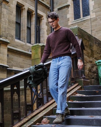 С чем носить оливковые замшевые ботинки броги