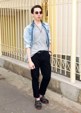 С чем носить оливковые замшевые мокасины мужчине