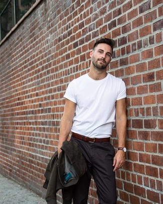 С чем носить оливковую замшевую куртку мужчине