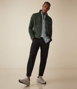 С чем носить оливковую замшевую куртку мужчине