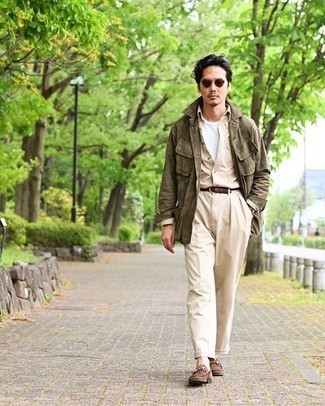 С чем носить оливковую замшевую куртку мужчине