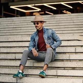 С чем носить оливковые замшевые кеды мужчине