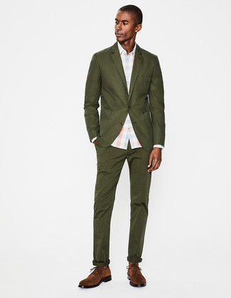 Какие туфли дерби носить с оливковым костюмом