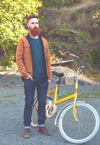 Какие джинсы носить с оливковым свитшотем мужчине