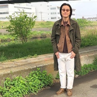 Какие ботинки дезерты носить с оливковым плащом