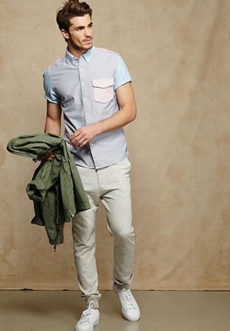 С чем носить оливковую ветровку мужчине