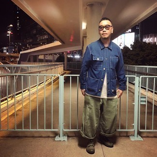 С чем носить оливковые рабочие ботинки мужчине