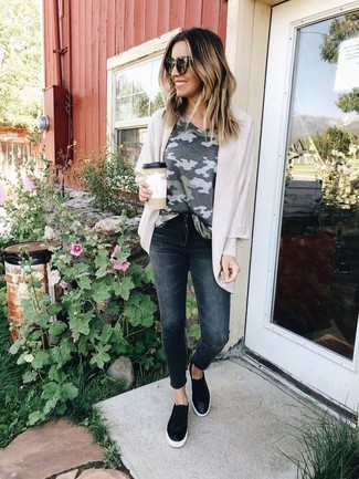 Как носить открытый кардиган с джинсами женщине