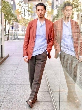 Какие классические брюки носить с оранжевым пиджаком мужчине