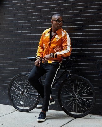 Какие майки носить с оранжевой курткой харрингтон