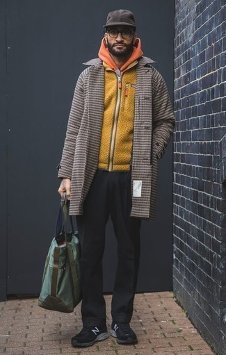 Какие длинные пальто носить с оранжевым худи