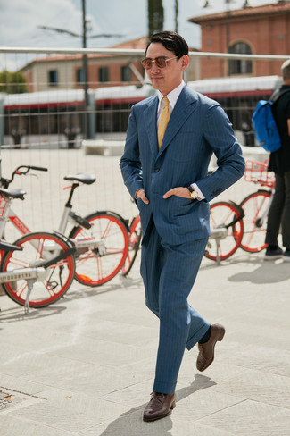 С чем носить оранжевый галстук с принтом мужчине