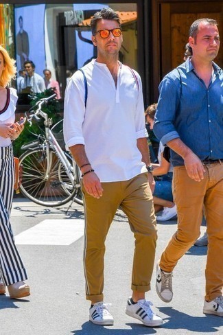 С чем носить оранжевые солнцезащитные очки мужчине