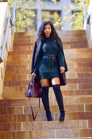 Как носить ботфорты с пальто