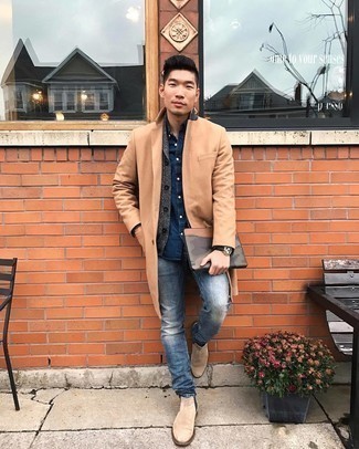 Как носить длинное пальто с кардиганом