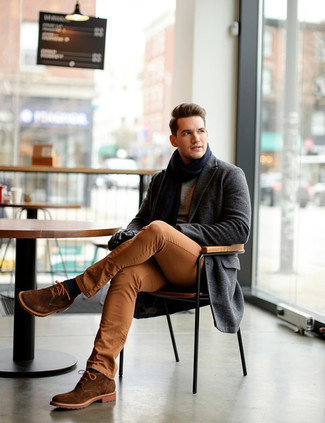 Как носить длинное пальто с брюками чинос