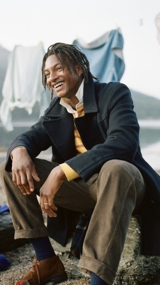 Как носить длинное пальто с ботинками дезертами