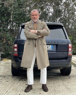 Как носить длинное пальто с ботинками дезертами