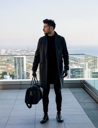 Как носить длинное пальто с зауженными джинсами