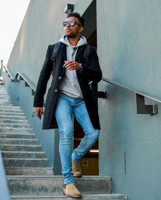 Как носить длинное пальто с зауженными джинсами