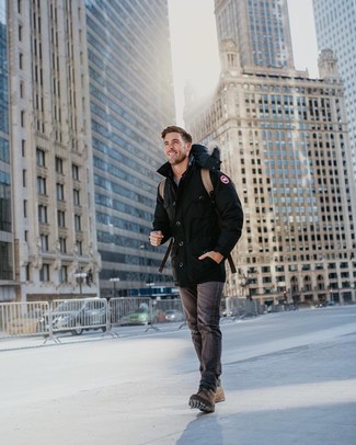 Как носить парку с повседневными ботинками мужчине