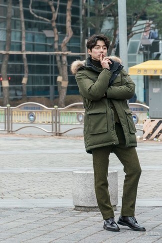 Как носить парку с туфлями дерби